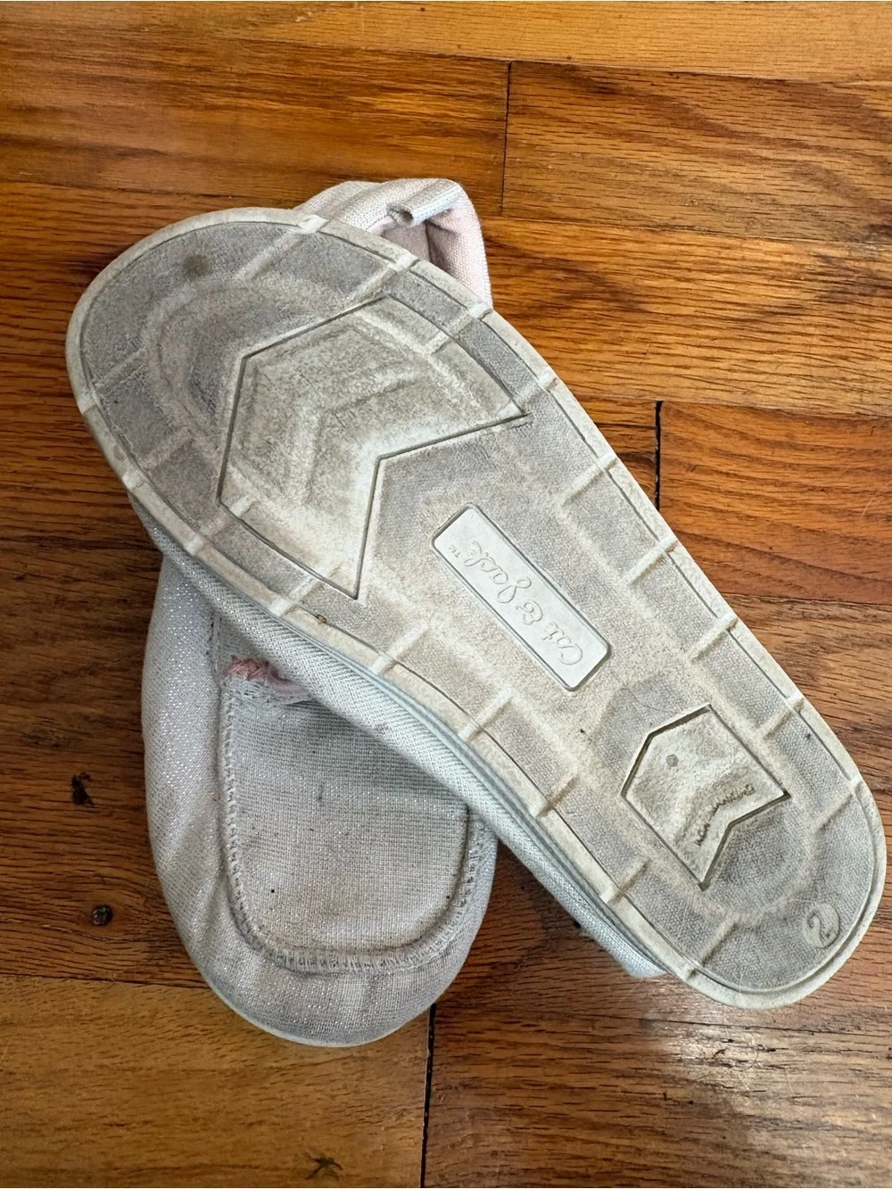 Cat & Jack Cream Canvas Moccasins with Pink Accents